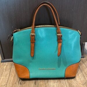 Dooney & Bourke Pebble Wexford Satchel – Turquoise Brown Leather – Gently Used